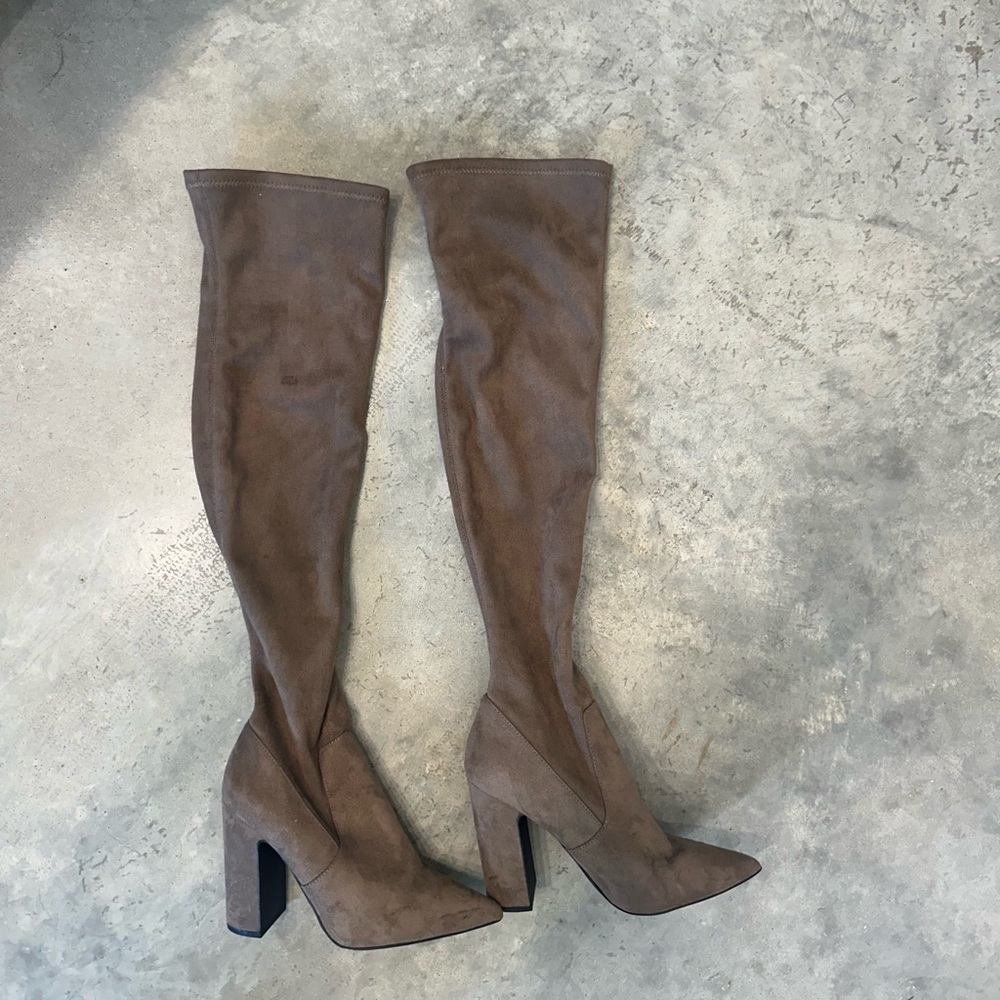 Over the knee suede boots